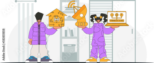 He and she are a duo in the IoT space, with a stylish vectorized aesthetic.
