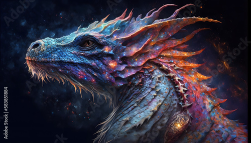 Colorful dragon. Generative AI