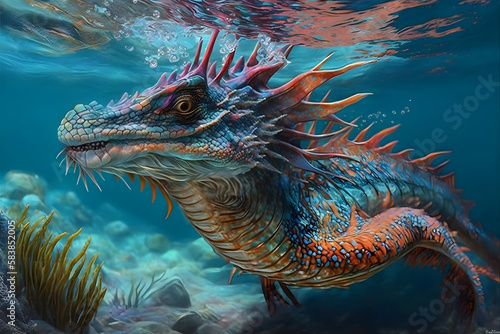 Water dragon. Generative AI