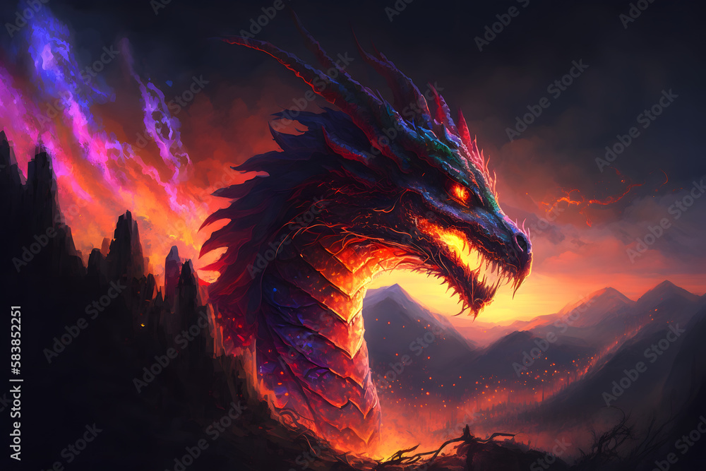 Colorful dragon. Generative AI Colorful dragon. Generative AI