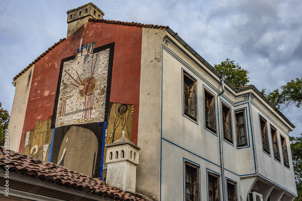 Fototapeta premium Mosaic on a building in so called Ancient Town Of Plovdiv city, Bulgaria
