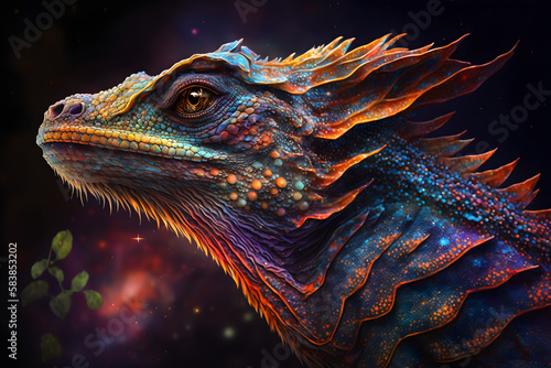 Abstract colorful dragon. Generative AI