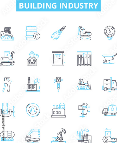 Building industry vector line icons set. Construction, Architecture, Infrastructure, Plumbing, Masonry, Demolition, Carpentry illustration outline concept symbols and signs
