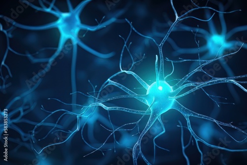 Brain system works neuron receives chemical and electrical signals background. Generative ai