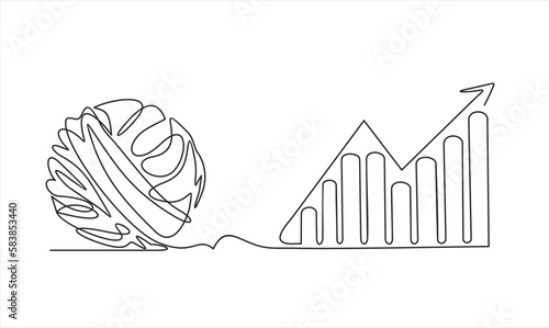 Single one line drawing of Chaos and increasing up arrows bar graph, abstract minimalist concept vector illustration. Metaphor of disorganized difficult problem found solution