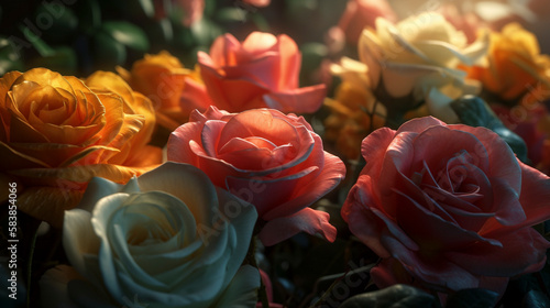 Ultra-Realistic Close-Up of Vibrant Roses - Generative Ai