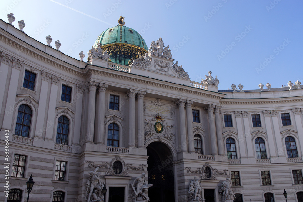Vienna (Austria). Hofburg Imperial Palace seen from the Michaelerplatz in the historic city center of Vienna.