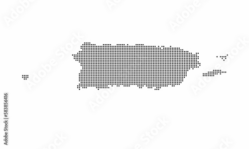 Puerto Rico dotted map with grunge texture in dot style. Abstract vector illustration of a country map with halftone effect for infographic. 