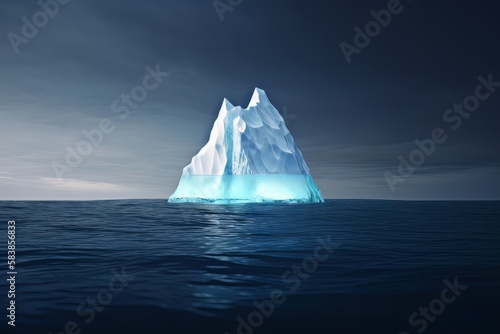Icebergs Ecotourism travel no people Disko Bay Greenland. Generative ai