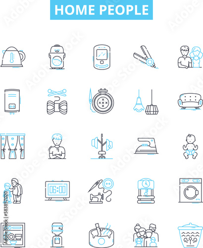 Home people vector line icons set. Homeowners, Dwellers, Residents, Housers, Occupiers, Inhabitants, Occupants illustration outline concept symbols and signs