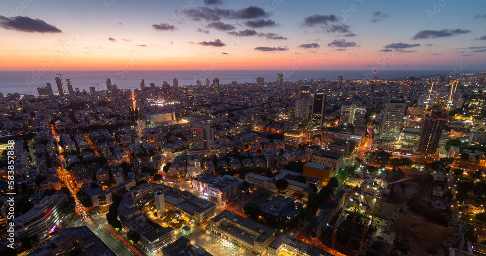 Tel Aviv sunset top panorama Tel Aviv sunset top panorama