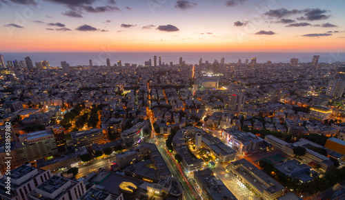 Tel Aviv sunset top skyline © Алексей Голубев