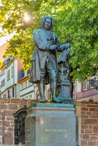 Statue of Johann Sebastian Bach, Eisenach, Thuringian Forest, Thuringia, Germany