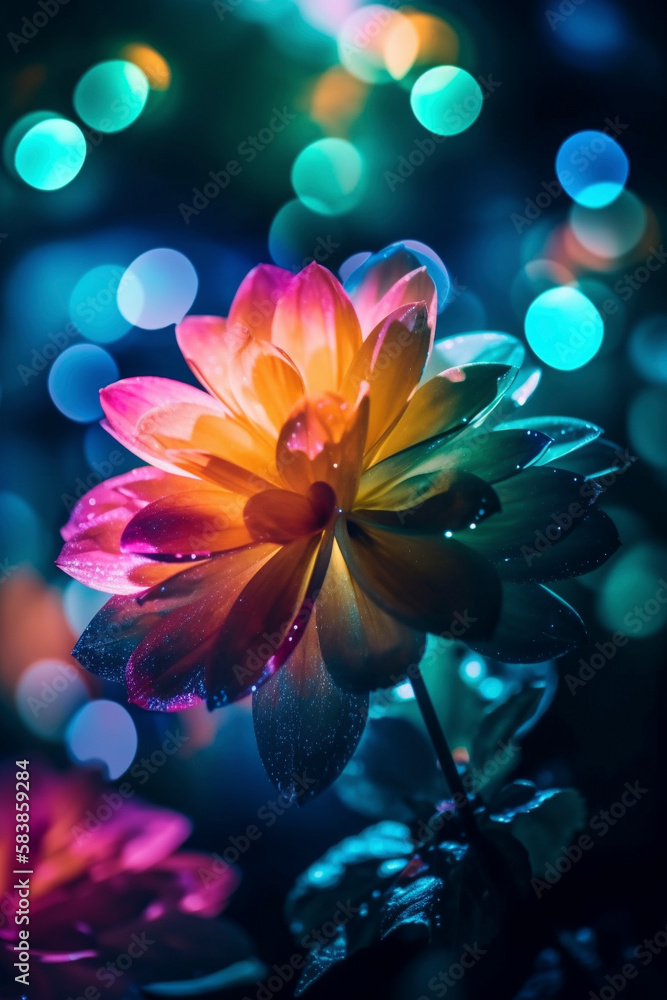 The Art of Nature's Light: A Bokeh Flower with Vibrant Tones - Generative Ai The Art of Nature's Light: A Bokeh Flower with Vibrant Tones - Generative Ai