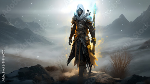fantasy male character in a cool background (ai generated)