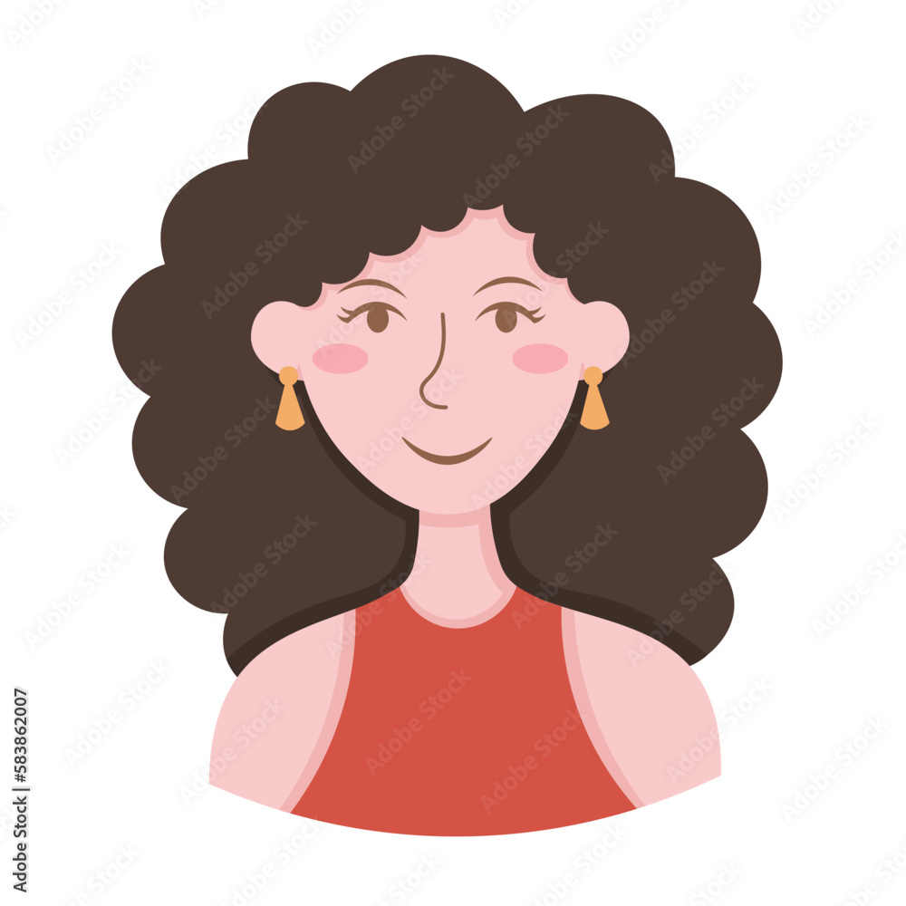 Doodle Flat Clipart. Simple portrait, avatar of a young woman. All Objects Are Repainted. Doodle Flat Clipart. Simple portrait, avatar of a young woman. All Objects Are Repainted.