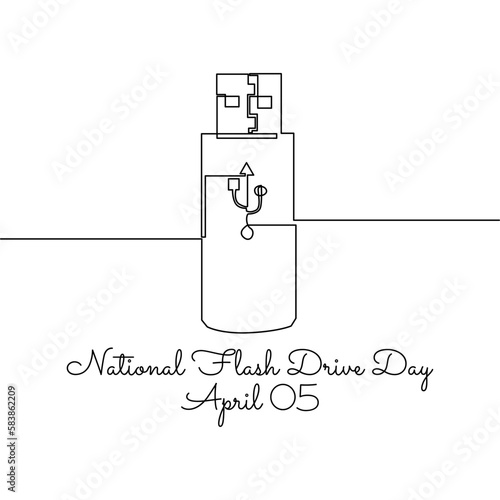single line art of national flash drive day good for national flash drive day celebrate. line art. illustration.
