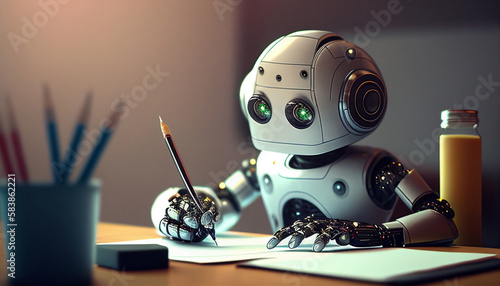 AI robot, Artificial Intelligence Chatbot was tested for its ability to read, write and listen like a human.4th Industrial Revolution,AI learning concept.Chat GPT technology hitech concept. photo