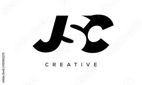 JSC letters negative space logo design. creative typography monogram vector	 photo