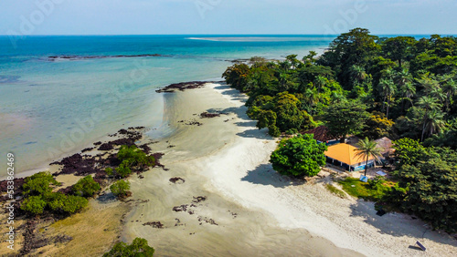 Aerial of Joao Viera island, Marinho Joao Vieira e Poilao National Park, Bijagos archipelago, Guinea Bissau