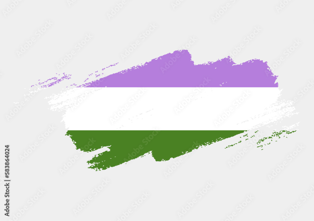 Genderqueer Flag painted with brush on white background. LGBT rights concept. Modern pride parades poster. Vector illustration