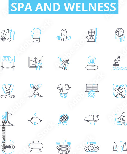 Spa and welness vector line icons set. Spa, Wellness, Massage, Therapy, Facial, Manicure, Pedicure illustration outline concept symbols and signs