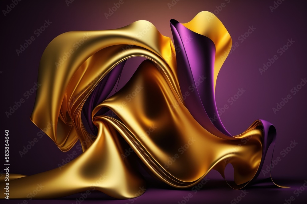 Abstract Background with 3D Wave Bright Gold, generative ai