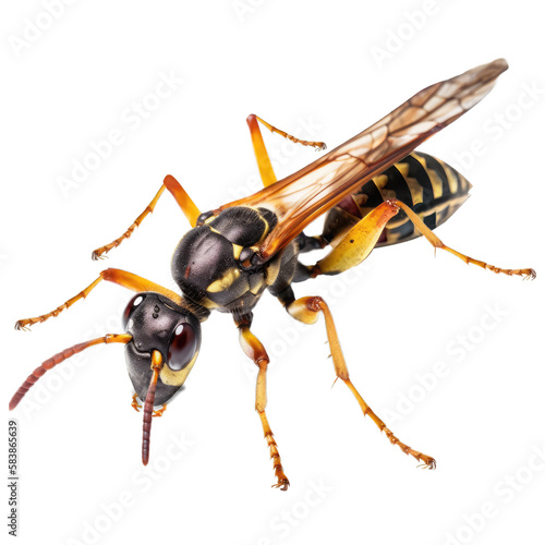 close up side view of wasp , isolated on transparent background cutout , generative ai © Natural PNG
