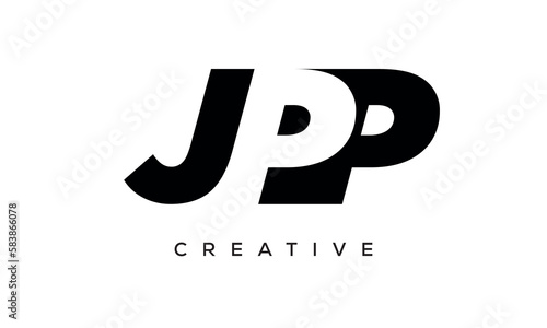 JPP letters negative space logo design. creative typography monogram vector 