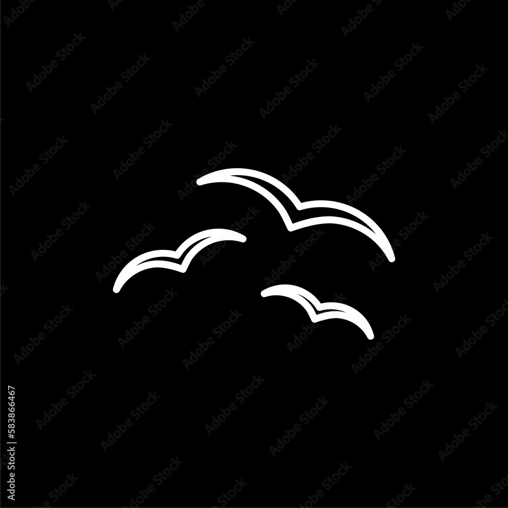 Line Bird seagull icon isolated on black background. Line Bird seagull icon isolated on black background.