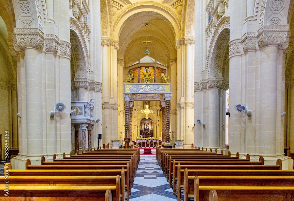 The Basilica of the National Shrine of the Blessed Virgin of Ta' Pinu at Gharb in Gozo, Republic of Malta The Basilica of the National Shrine of the Blessed Virgin of Ta' Pinu at Gharb in Gozo, Republic of Malta