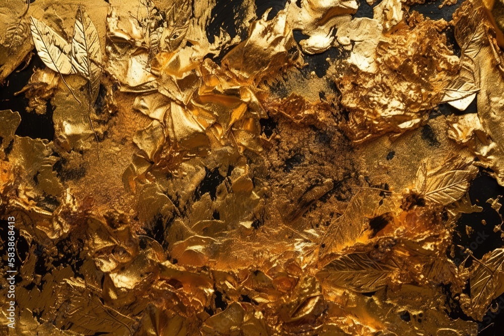 Gold leaf texture illustration background with Generative AI