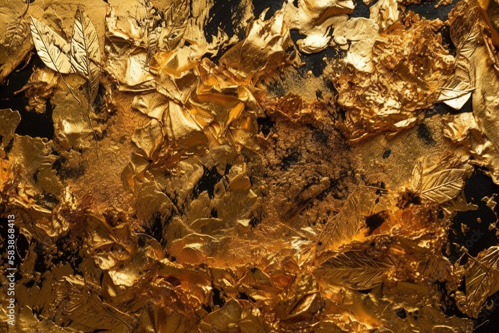 Gold leaf texture illustration background with Generative AI Gold leaf texture illustration background with Generative AI