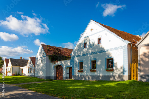Historical houses at Holasovice Historic Village Reservation, rural baroque style, UNESCO World Heritage Site, Holasovice photo