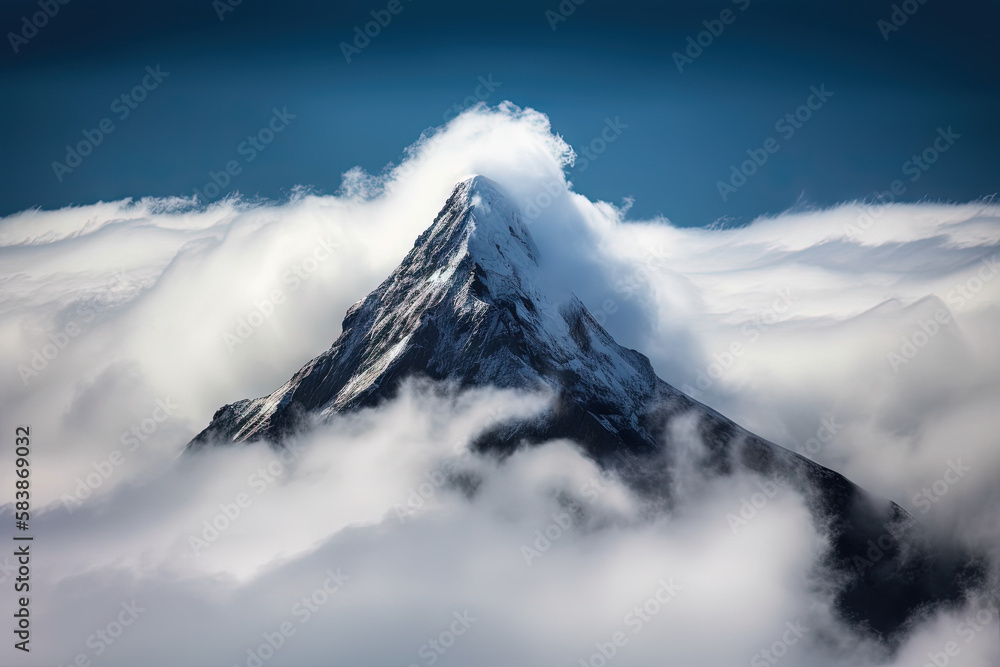 clouds over the mountains with snow - generative ai