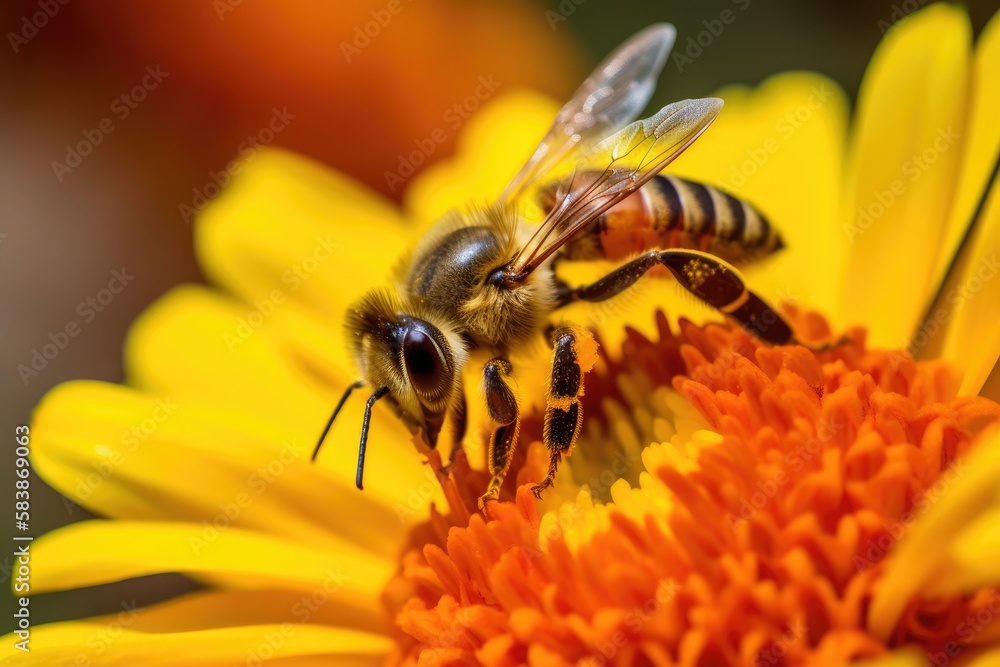 Bee Collecting Pollen Generative ai Bee Collecting Pollen Generative ai