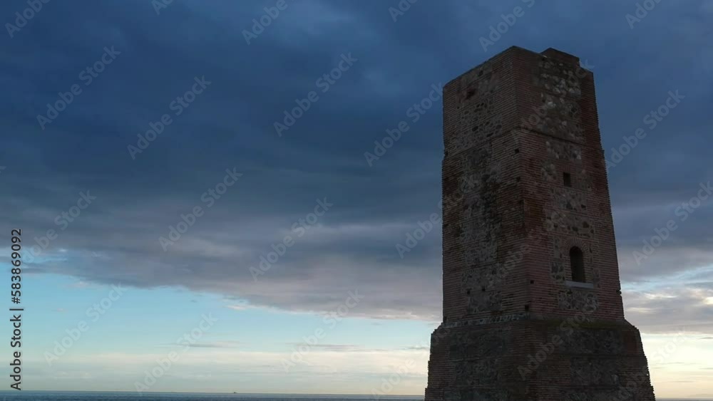 Drone view of the thieves tower, on Cabopino beach in Marbella, declared a monument of tourist interest. Drone view of the thieves tower, on Cabopino beach in Marbella, declared a monument of tourist interest.