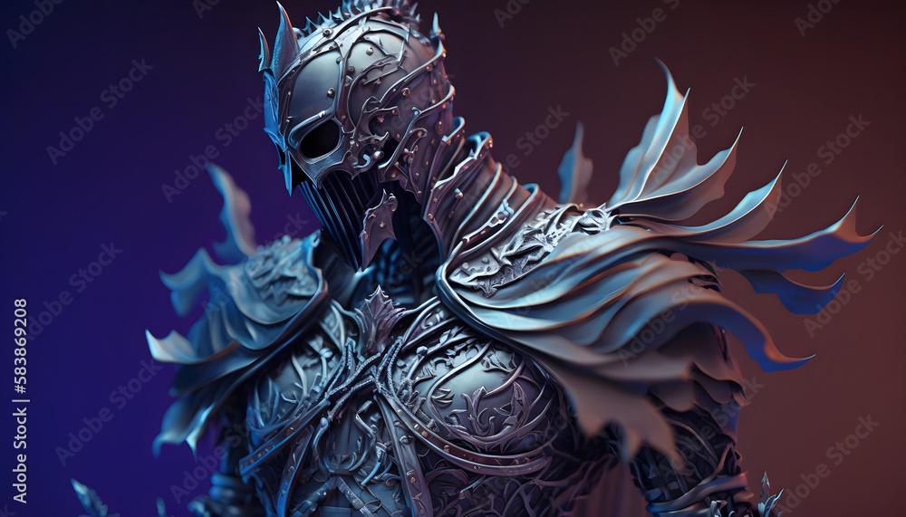 Fototapeta premium Armored game character portrait. Generative AI