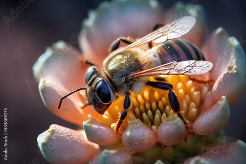 Bee Collecting Pollen Generative ai © Marija