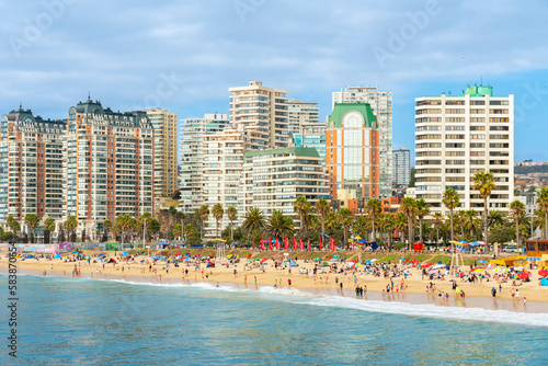 People at El Sol beach, Vina del Mar, Chile