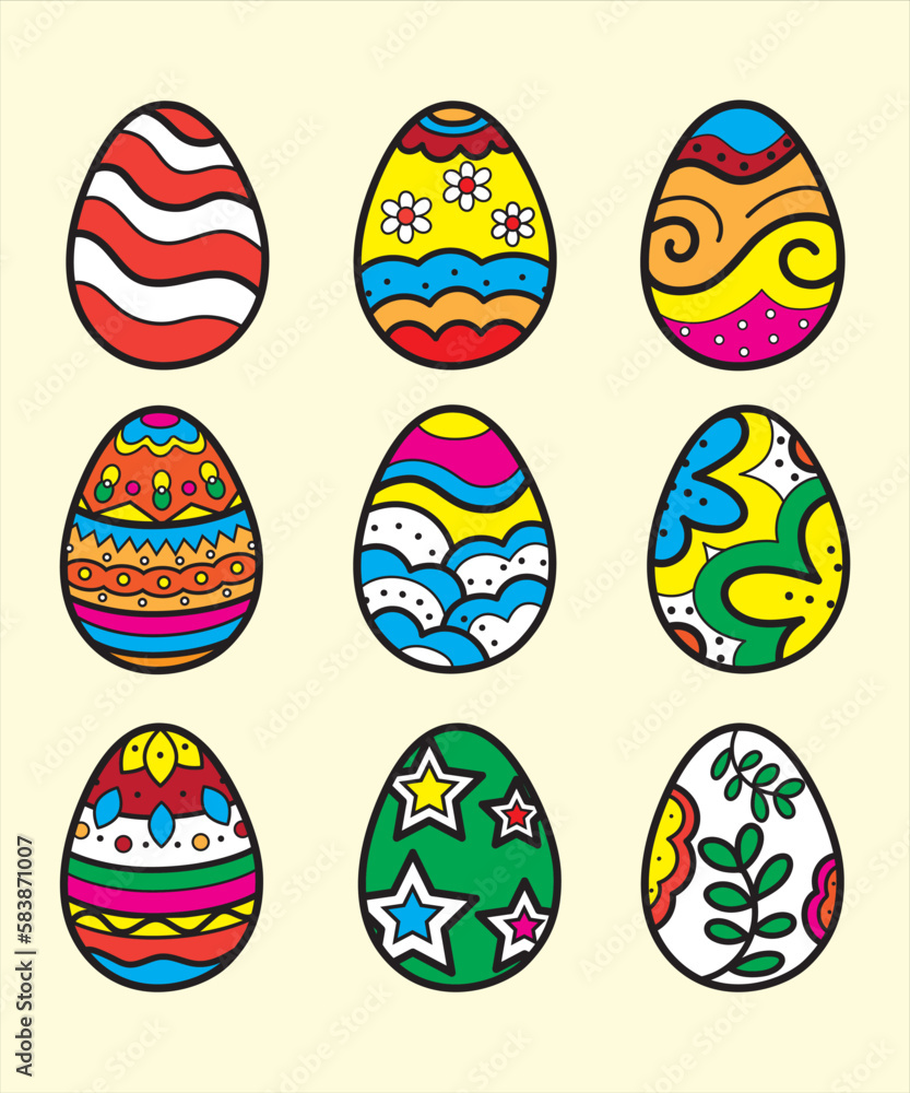 set of easter eggs pattern