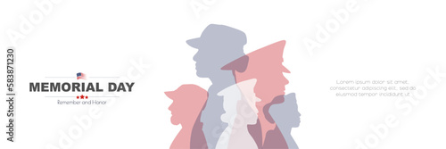 Happy Memorial Day banner. Card with place for text.