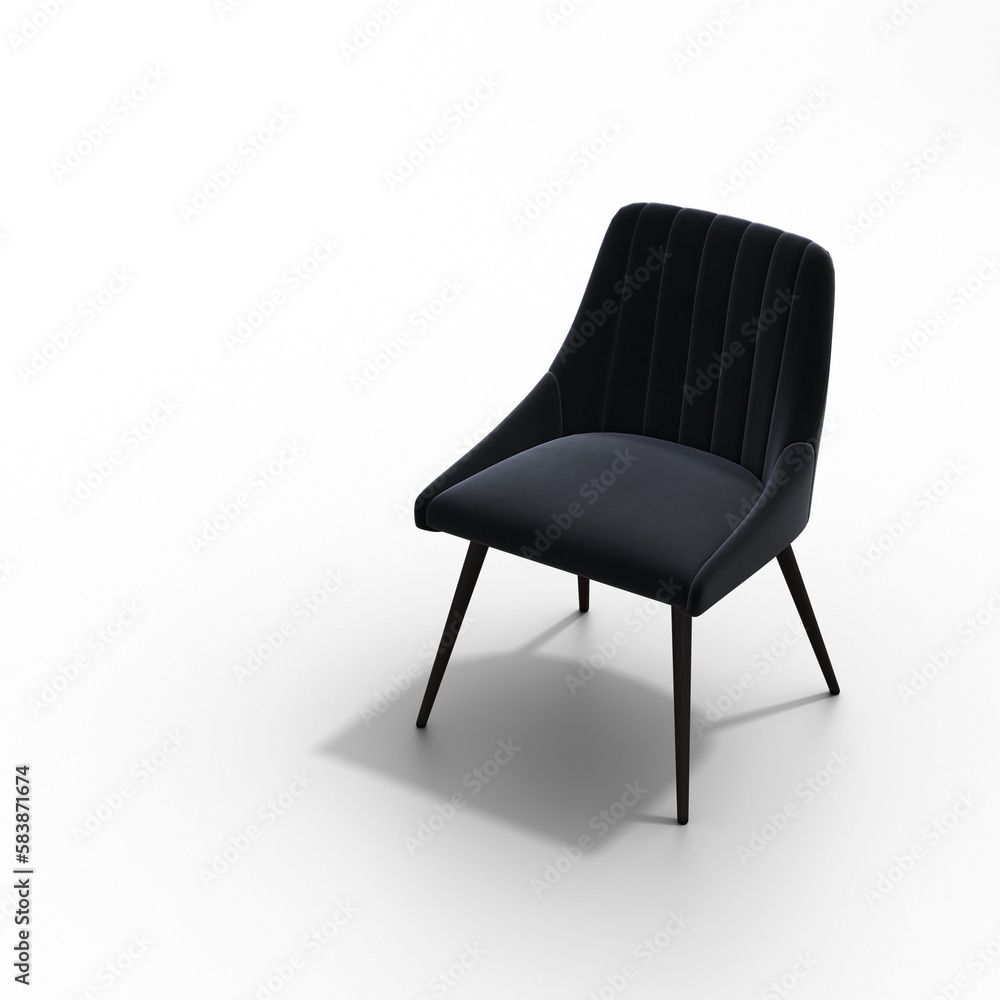 chair with shadow under it isolated on a transparent background, interior furniture, 3D illustration, cg render