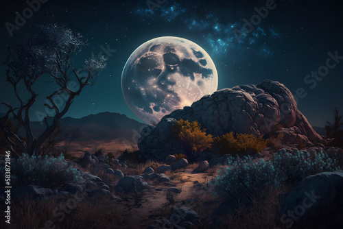 Beautiful Moonlight space. Generative AI