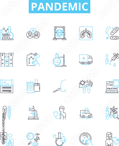 Pandemic vector line icons set. Coronavirus  Outbreak  Illness  Infectious  Epidemic  Contagion  Spread illustration outline concept symbols and signs