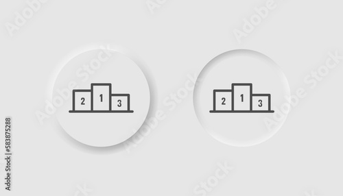 Pedestal icon in neumorphism style. Icons for business, white UI, UX. Winner symbol. First, secon, third place, prize, competition, contest. Neumorphic style. Vector illustration. photo