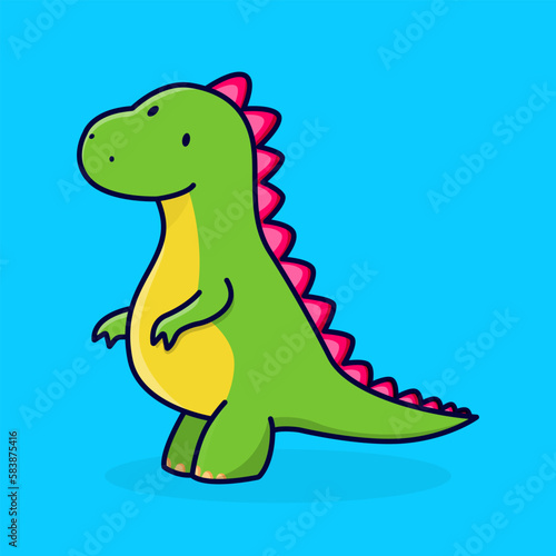 Little cute and little green yellow dinosaur  animal cartoon design. Vector illustration.