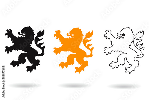 Heraldic lion icon. Emblem royal nobility set vector ilustration.