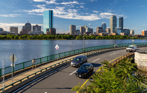 Boston Traffic from Cambridge, Boston, Massachusetts, New England photo