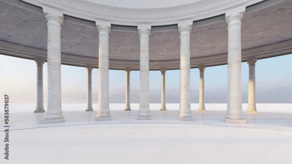 Fototapeta premium Classic semicircular building with columns 3d render